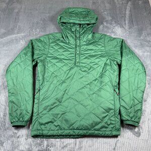 Nau Synfill Insulated 1/4 Button Pullover Quilted Hoodie Mens Medium Green Light